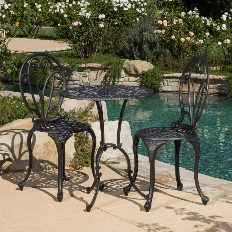 Thomas - 3 Pieces Cast Bistro Set - Black / Gold