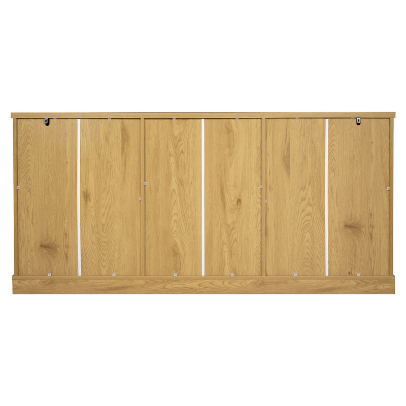 Modern Arched Glass Sideboard With 6 Doors, Buffet Cabinet With Storage And Adjustable Shelves