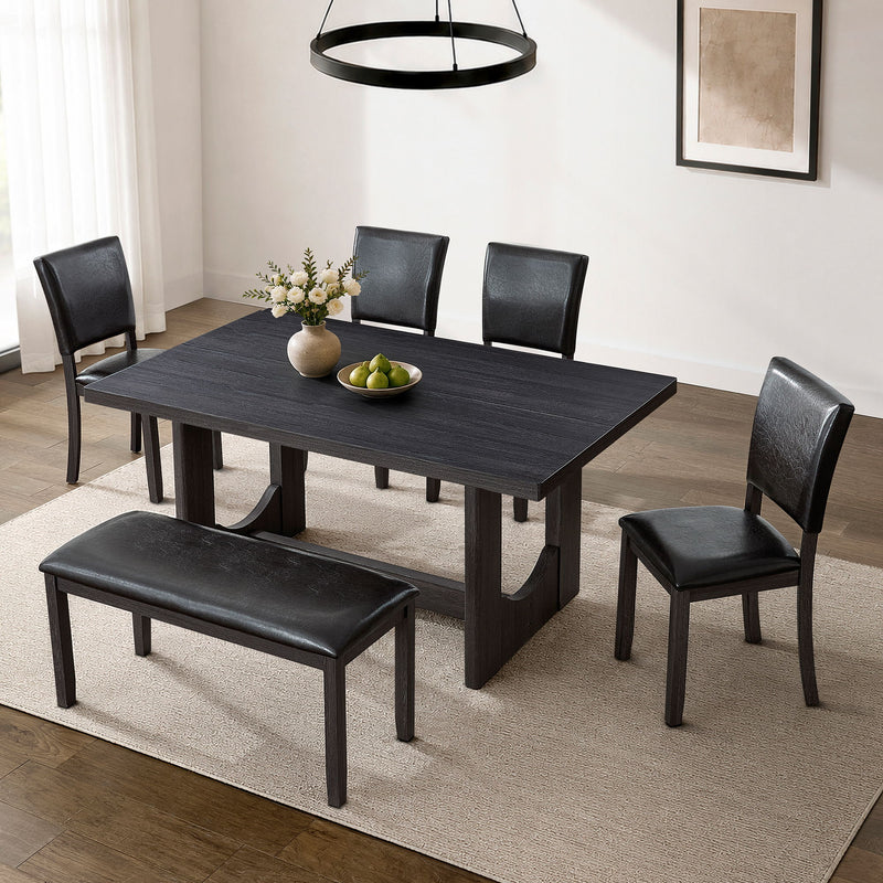 Dining Table Set, Rectangular Kitchen Table With Upholstered Chairs