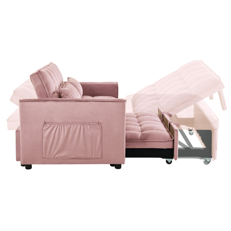 3 In 1 Pull Out Couch Convertible Sofa Bed With Reclining Backrest
