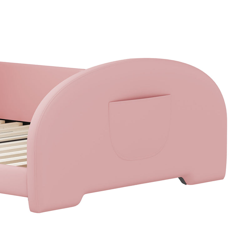 Upholstered Rabbit-Shape Princess Bed With Headboard And Footboard
