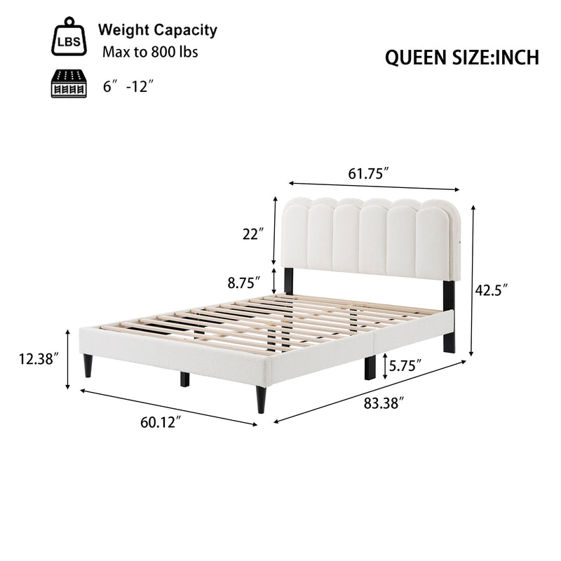 Lambswool Petal Headboard Bed Frame
