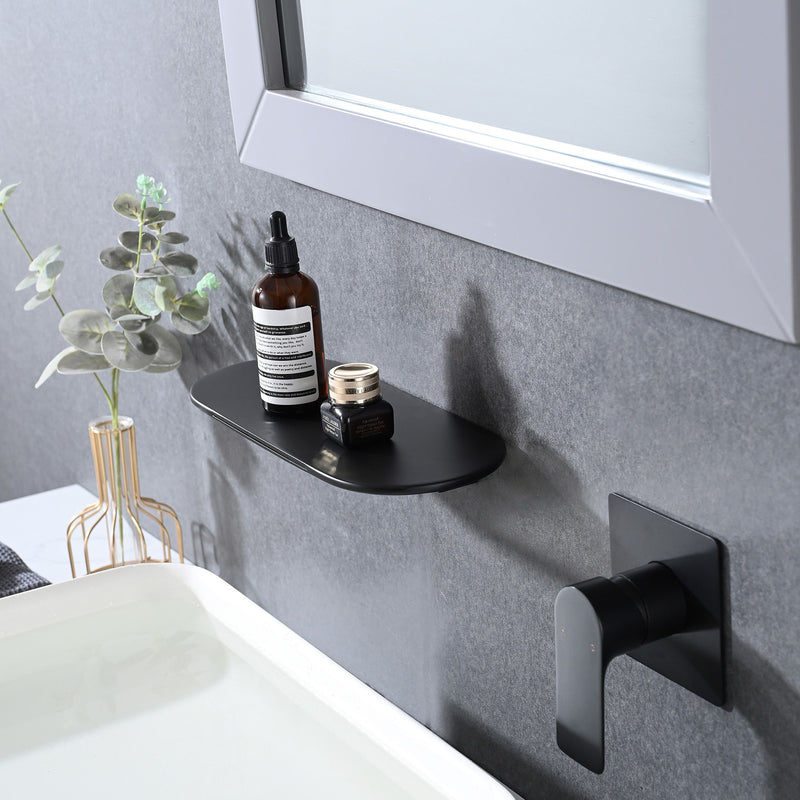 Modern Wall Mount Bathtub Faucet Single Handle With Waterfall Tub Spout And Rough