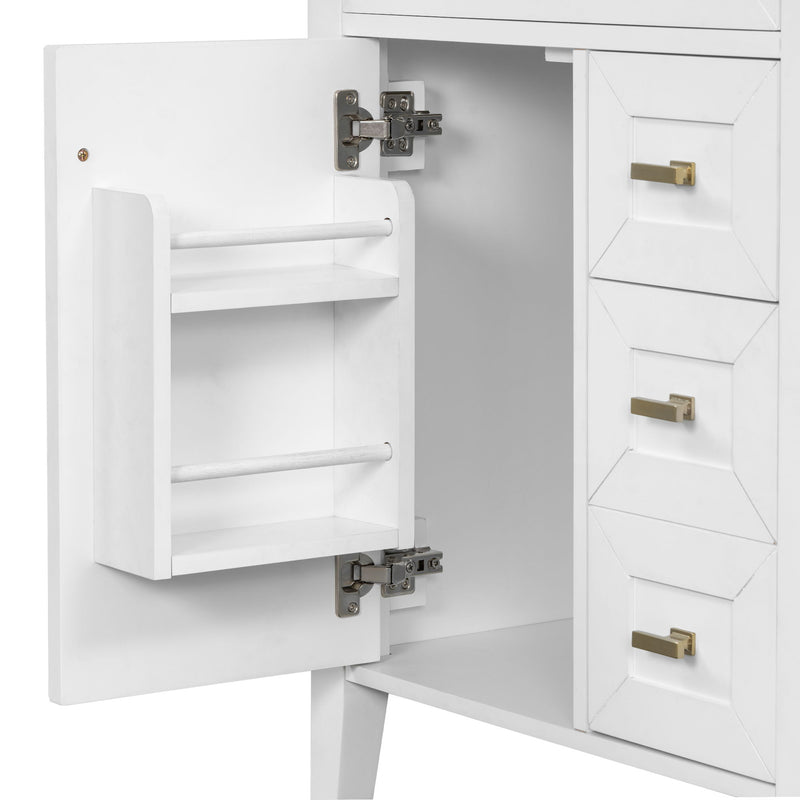 Bathroom Vanity With Sink, 3 Drawers & Cabinet With 2 Tier Door Storage Rack, Soft Close Doors & Drawers