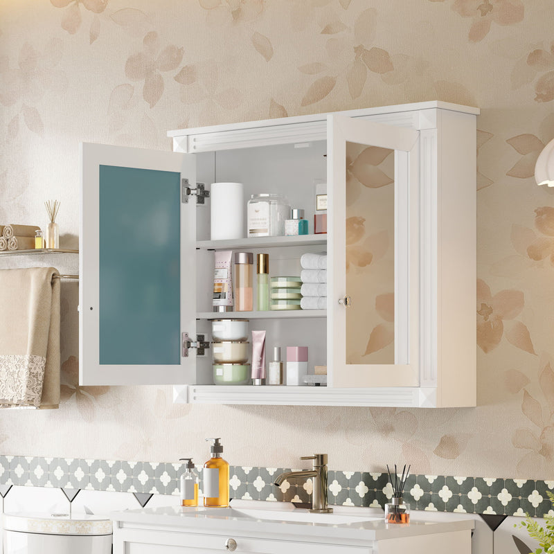 Wall-Mounted Medicine Cabinet With 2 Mirrors, Adjustable Shelves
