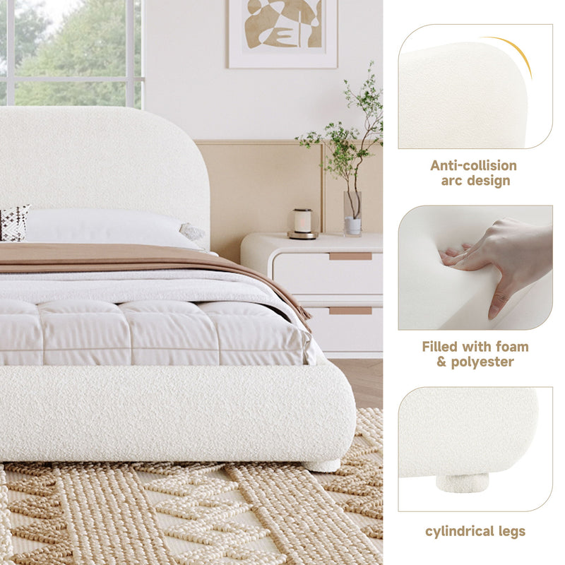 Upholstered Simple Modern Bedroom Bed With Curved Headboard