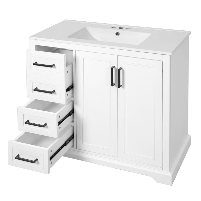 Bathroom Vanity With Sink, Soft Close Doors, Adjustable Shelf & 3 Drawers