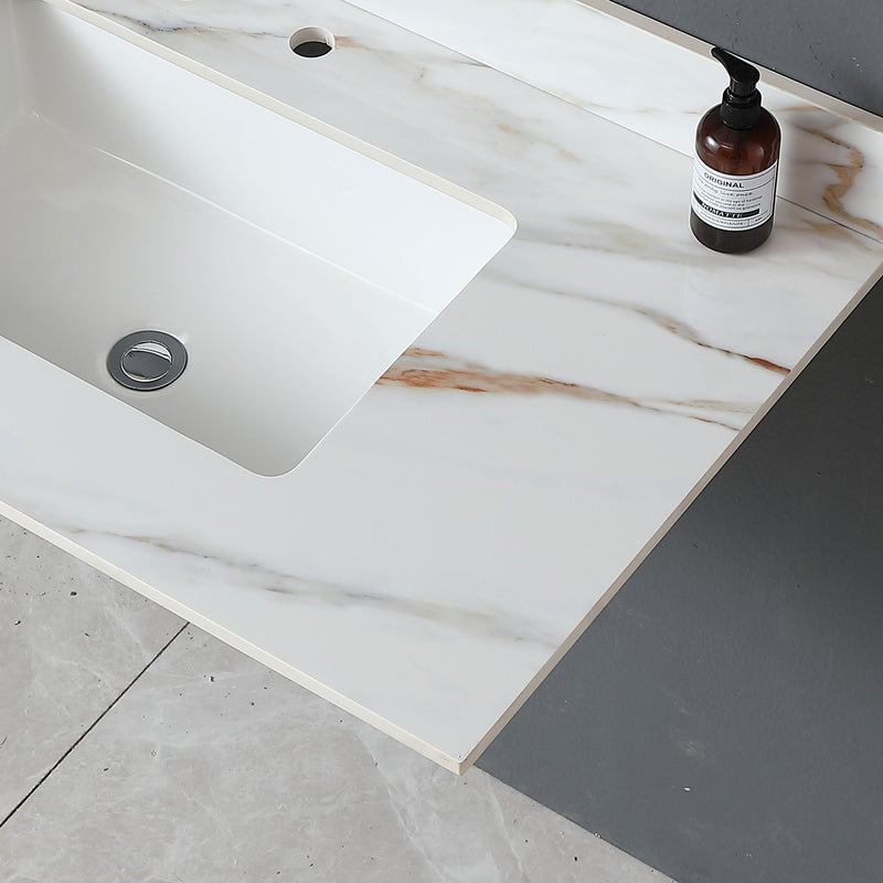Elegant Vanity Top With Undermount Sink And Backsplash, Sintered Stone