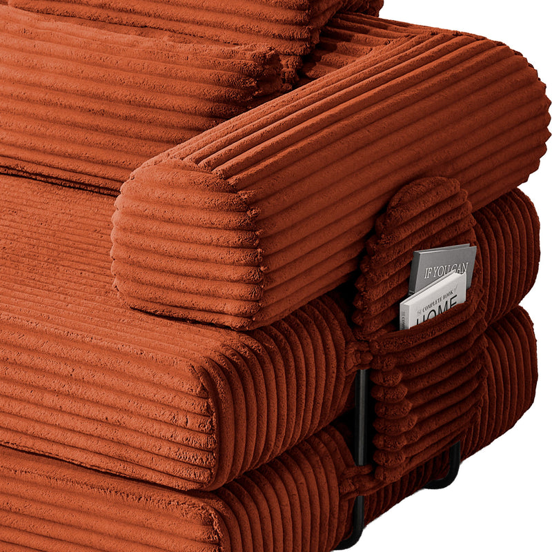 Convertible Sleeper Sofa With & Side Storage Pocket, Foldable Upholstered Couch For Living Room
