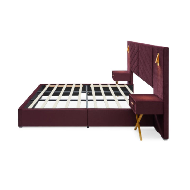 Comfortable Upholstered Bed With Vertical Channel Tufted Wingback Headboard