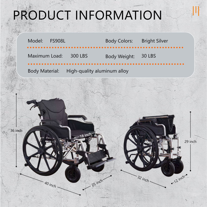 Lightweight Foldable Transport Wheelchair For Adults With Double X Force Support