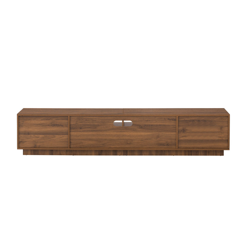TV Stand, Entertainment Center With Deep Drawers, Cable Management & Soft Closing Hinges