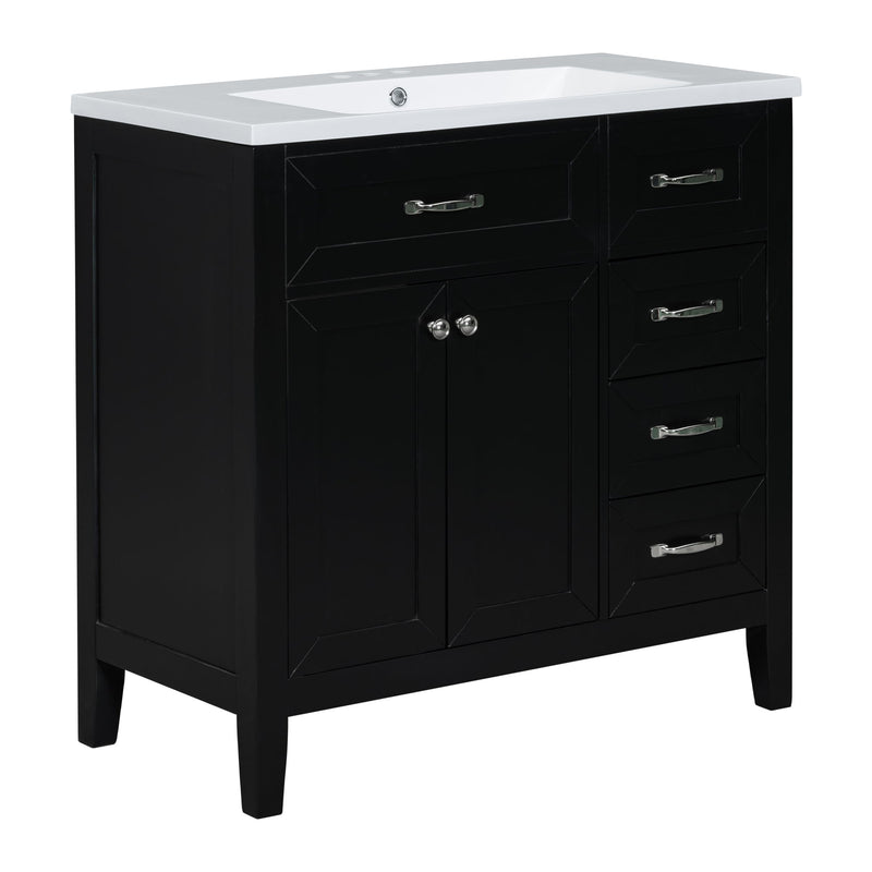 Modern Bathroom Vanity With Sink, Freestanding With Drawers And Doors