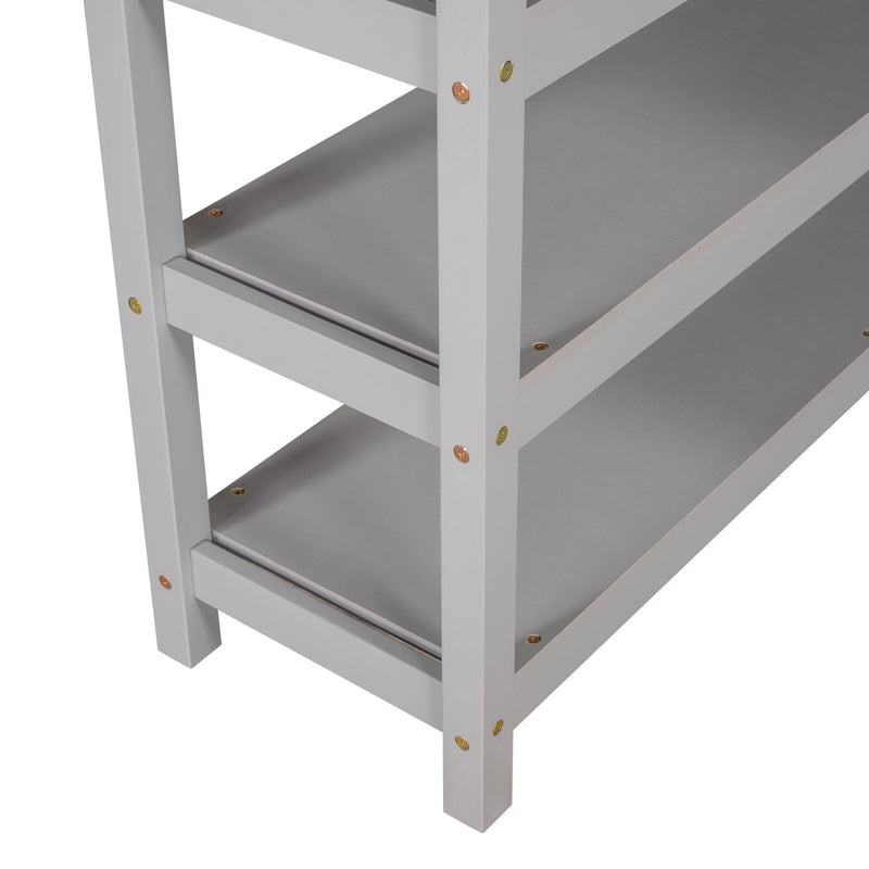 Loft Bed With Storage Shelves And Under Bed Desk