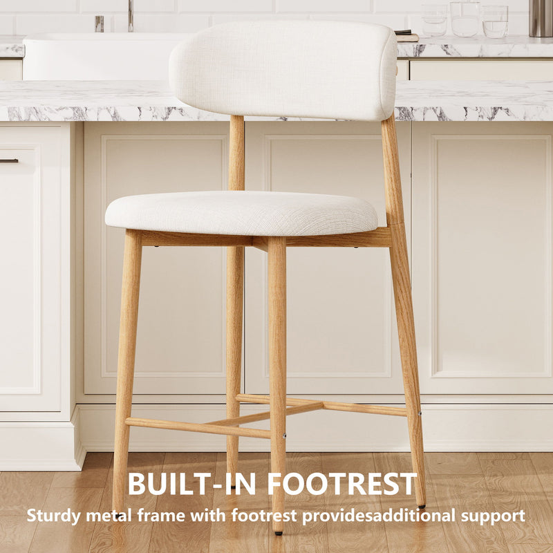 Upholstered Counter Height Bar Stools For Kitchen Island (Set of 2) - Beige