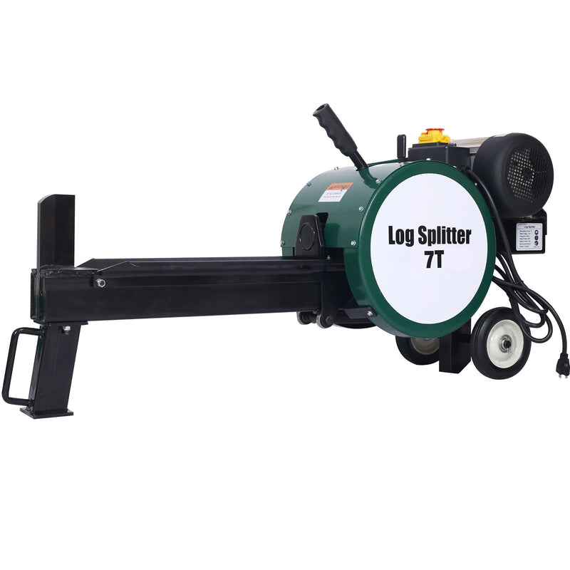Double Flywheel Electric Log Splitter 7 Ton Portable Firewood Machine Steel - Black