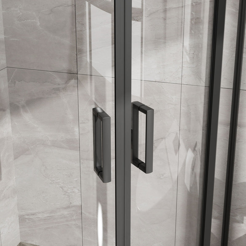 Corner Shower Door With Double Sliding - Matte Black