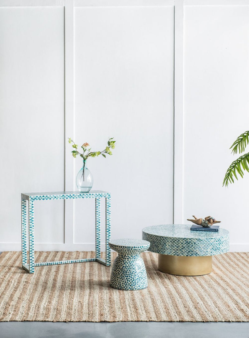Unique Capiz Coffee Table & Pedestal Base
