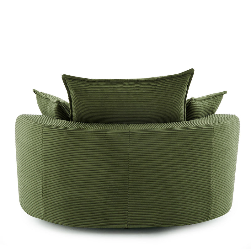 360° Swivel Accent Barrel Chair With Dual Layer Cushion And 3 Removable Pillows