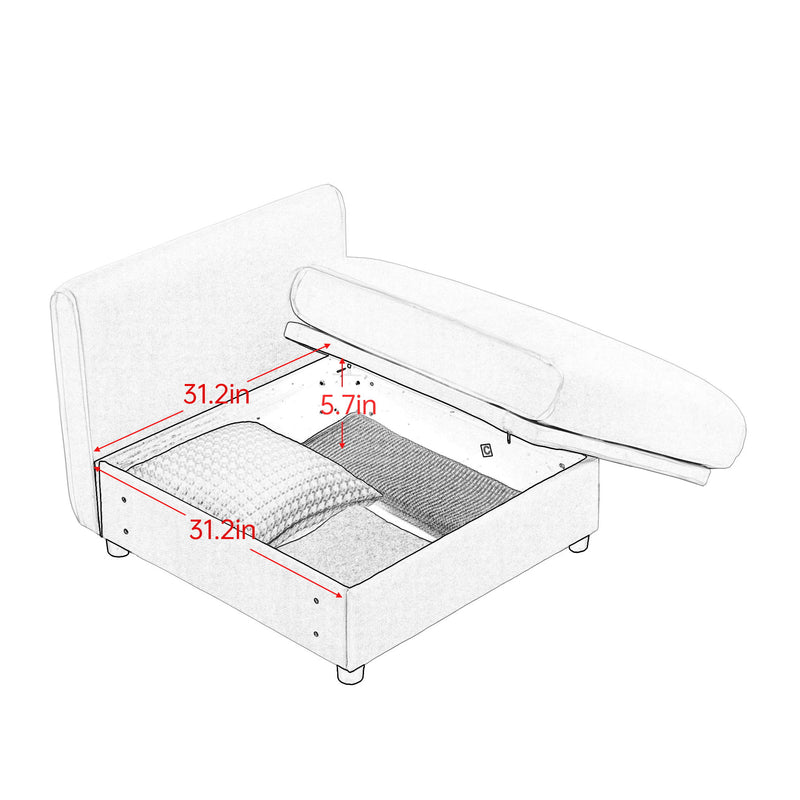 Contemporary Elegant Sofa With Storage And Ottoman
