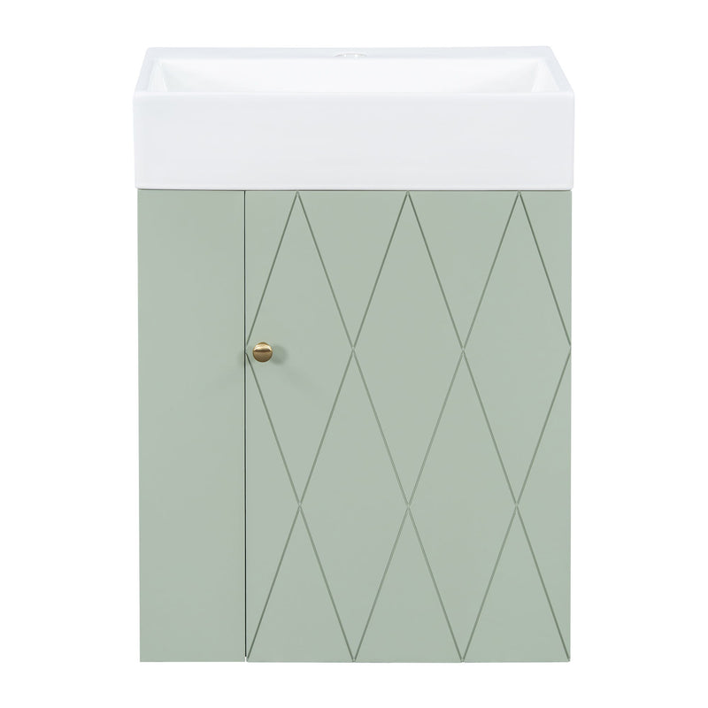 Modern Bathroom Vanity With Sink, Diamond Pattern Doors