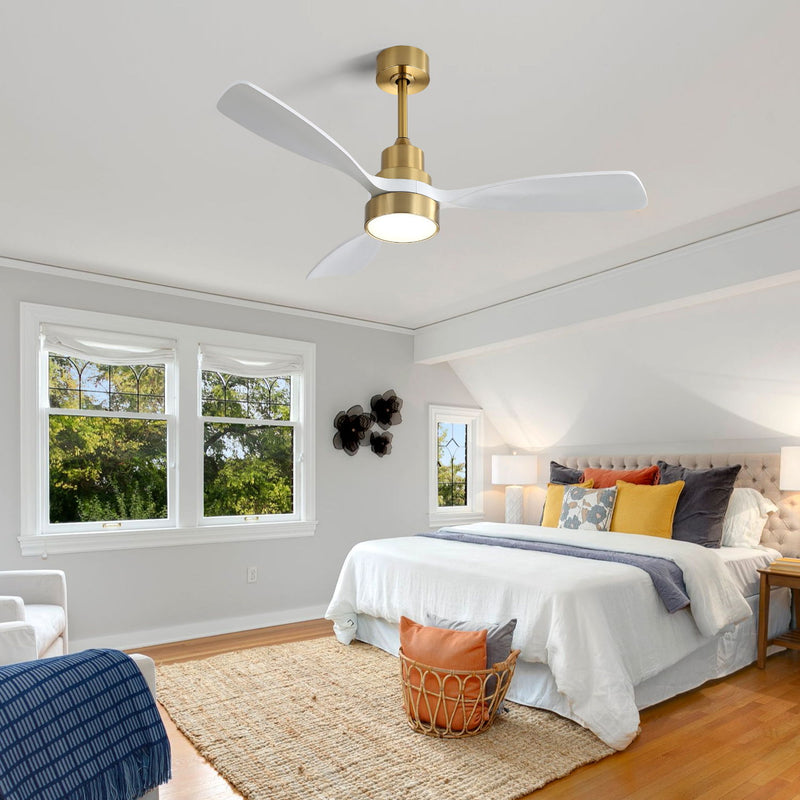 48" Ceiling Fan With 3 Blades Body, Remote Control Reversible DC Motor For Living Room - Gold
