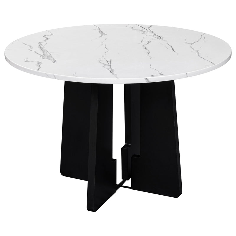 5 Piece Round Dining Table Set, Modern Dining Table And 4 Upholstered Chairs For Dining Room
