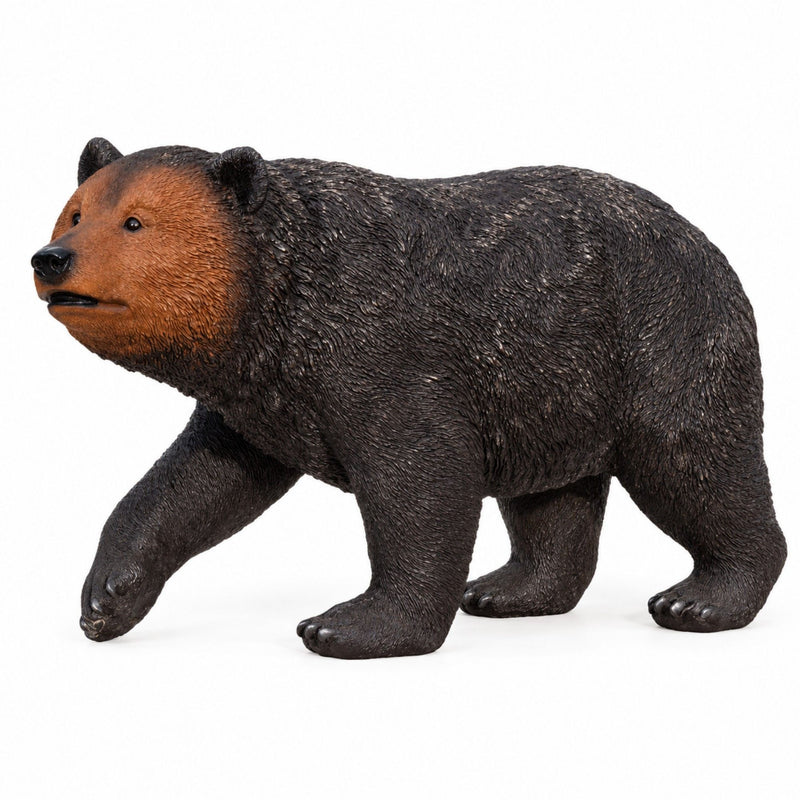 Bear Garden Statue, Walking Animal Sculpture With 2 Ground Stakes For Outdoor Decor - Black