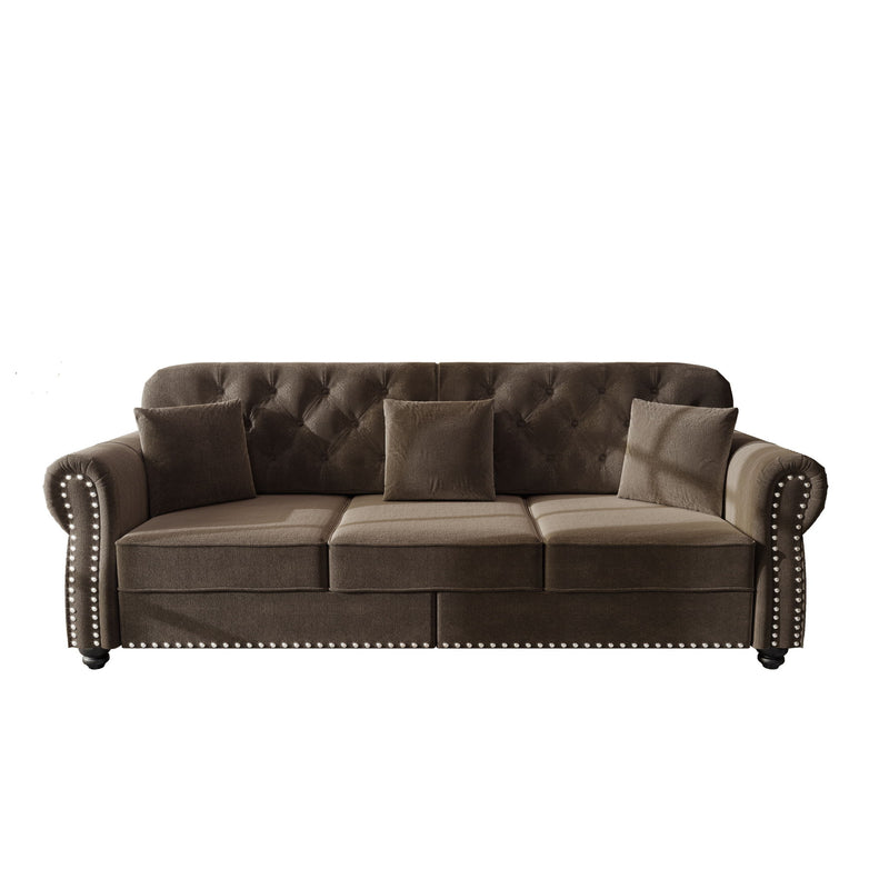 Upholstered 3 Seater Sofa Set With Ottoman