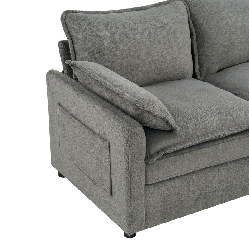 Modern 3 Seater Sofa With Side Storage Pockets For Living Room