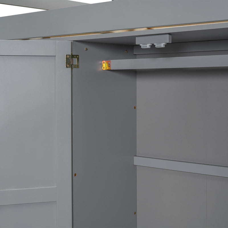 Loft Bed With Built In Wardrobe, Shelves And Drawers