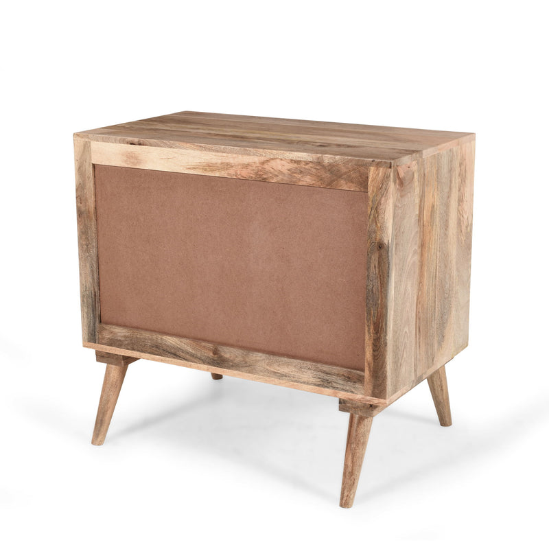 Stylish Style 2 Drawer 2 Door Cabinet, Mango Wood - Natural