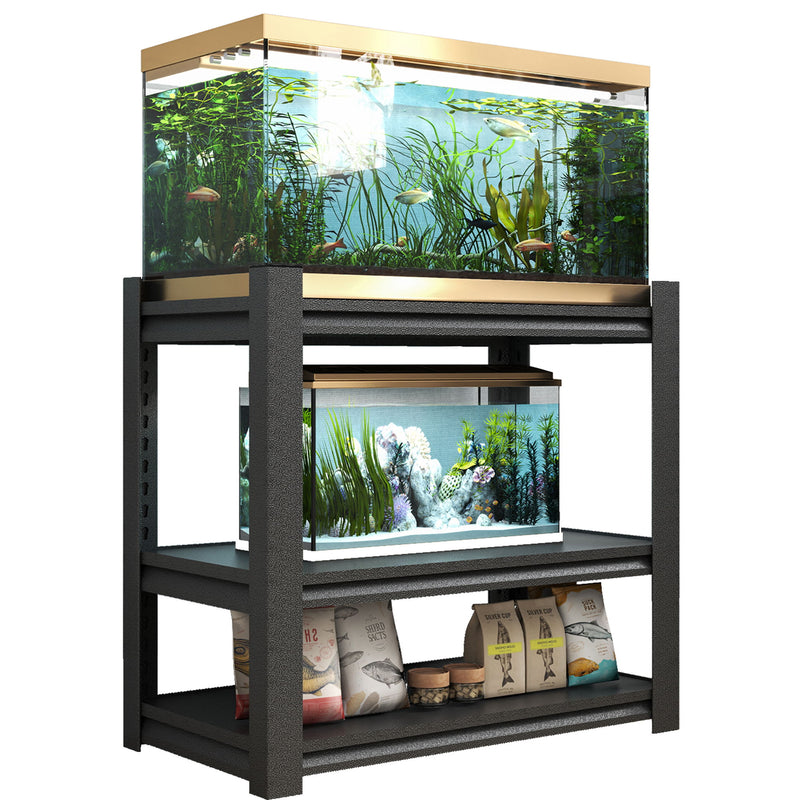 Stylish Metal rium Stand For 20 - 30 Gallon Tanks, 3 Tier Adjustable Shelf