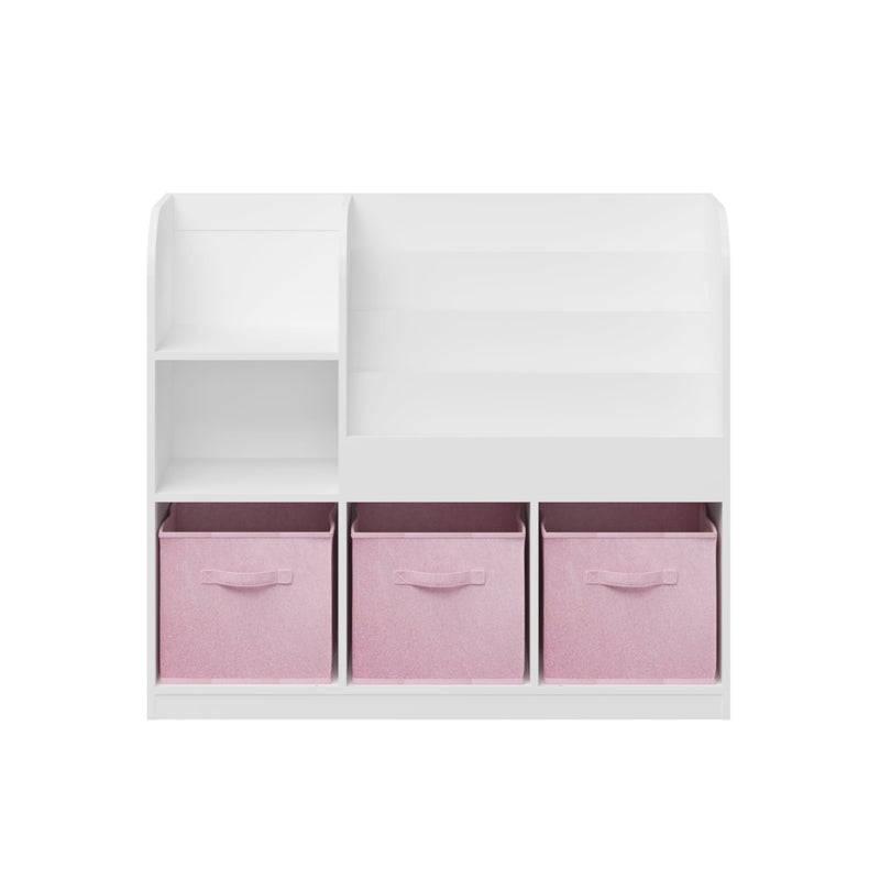 Bookcase And Bookshelf With 3 Collapsible Drawers, Multifunctional Display Stand