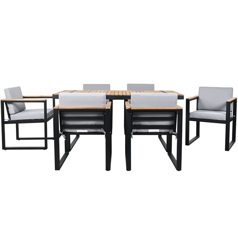 7 Pieces Outdoor Dining Set Patio Dining Table And Chair Set With And Removable Cushions For Patio