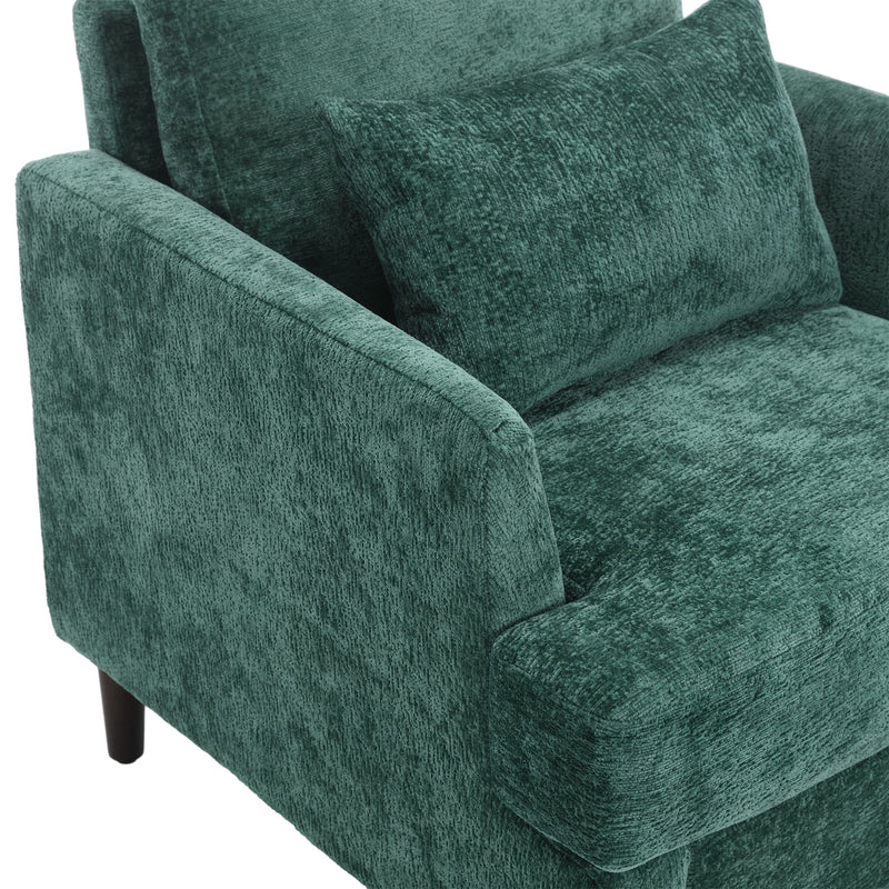 Modern Mid Century Wood Frame Armchair With Tufted Design