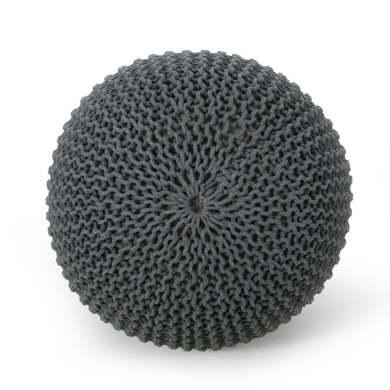 Bordeaux - Knitted Round Pouf, Versatile Ottoman And Floor Cushion