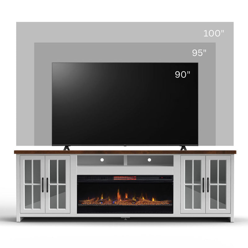 Fireplace TV Stand Console & Fixed Shelves