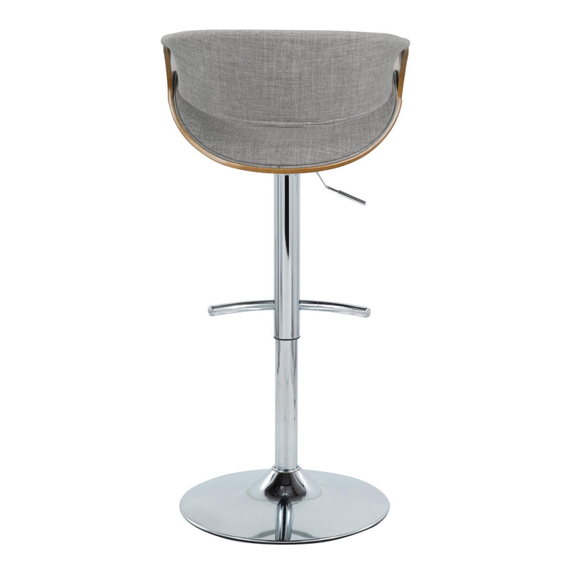 Curvo - Mid Century Modern Adjustable Barstool With Swivel With Rounded T Footrest (Set of 2)