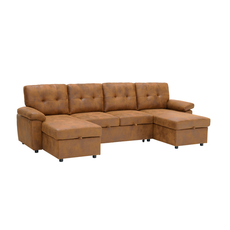 Convertible Sectional Sofa Bed With Pull Out Sleeper And Storage