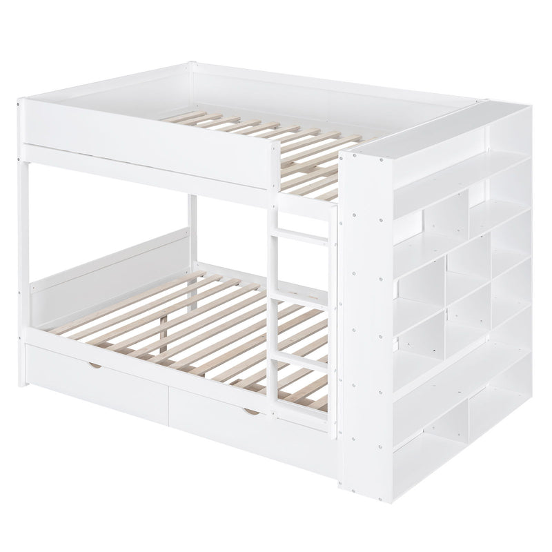 Bunk Bed With 2 Drawers And Multi Layer Cabinet