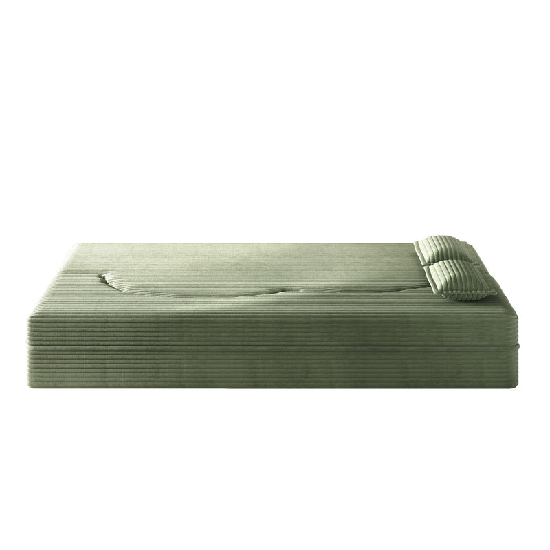 Modern Floor Sofa With 2 Pillows, Convertible Twin Size Folding Mattress For Living Room