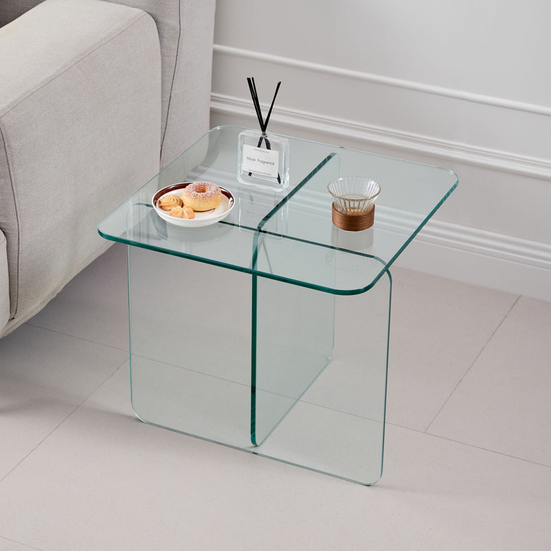 Modern Transparent Tempered Glass Sidetable