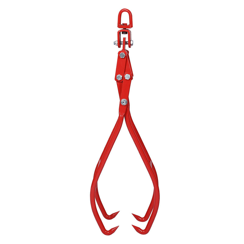Heavy-Duty 4 Claw Timber Log Lifting Tongs Grabber - Red