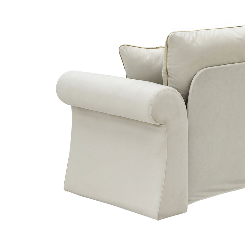 Sofa With Rolled Arms, 3 Seater Couch, Living Room Accent