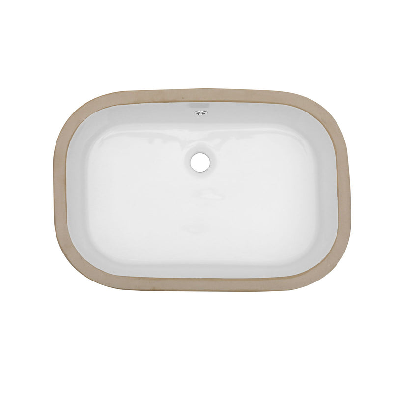 Undermount Bathroom Sink 22" X 15.25" With Overflow Sleek, High Temperature Fired, Stain Resistant, Smooth Polished Surface - White