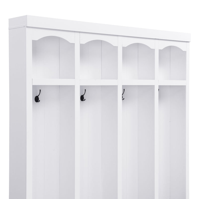 Entryway Hall Tree With Bench, 4 Hooks & Open Storage Space