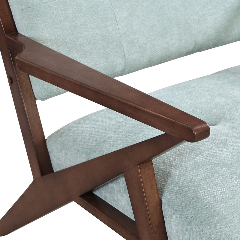 Modern Accent Chair With Plush Cushions, Angled Arm Design - Green