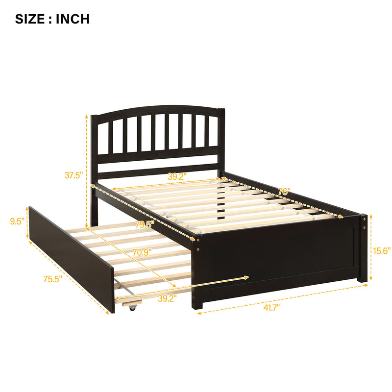 Platform Bed Wood Bed Frame With Trundle