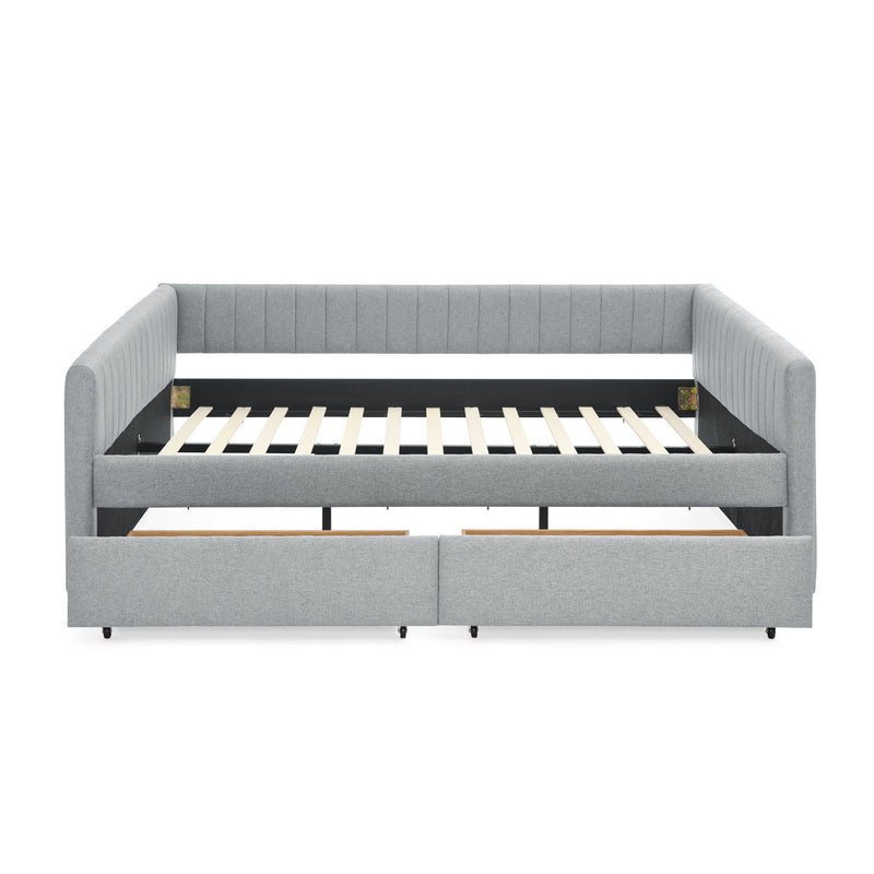 Upholstered Queen Daybed With 2 Drawers